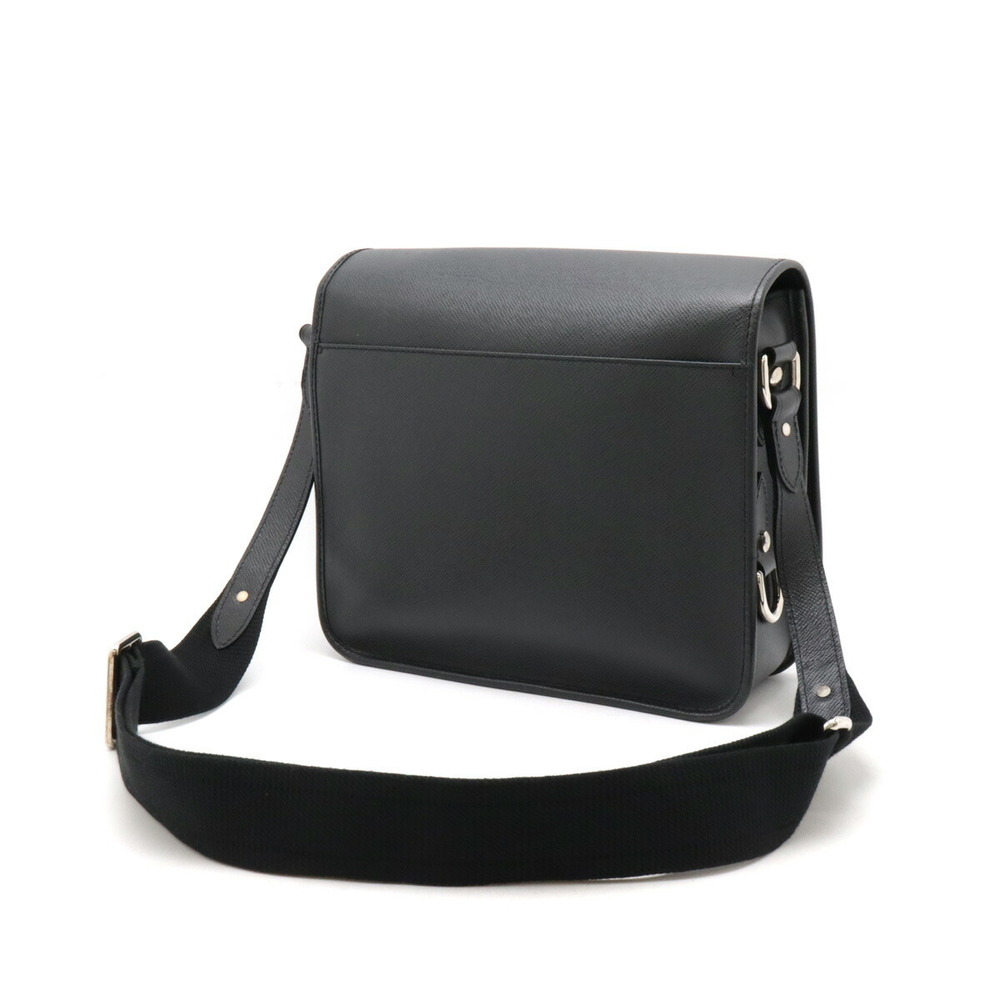 Louis Vuitton Bag rei Shoulder Black Leather Taiga Messenger Ardoise